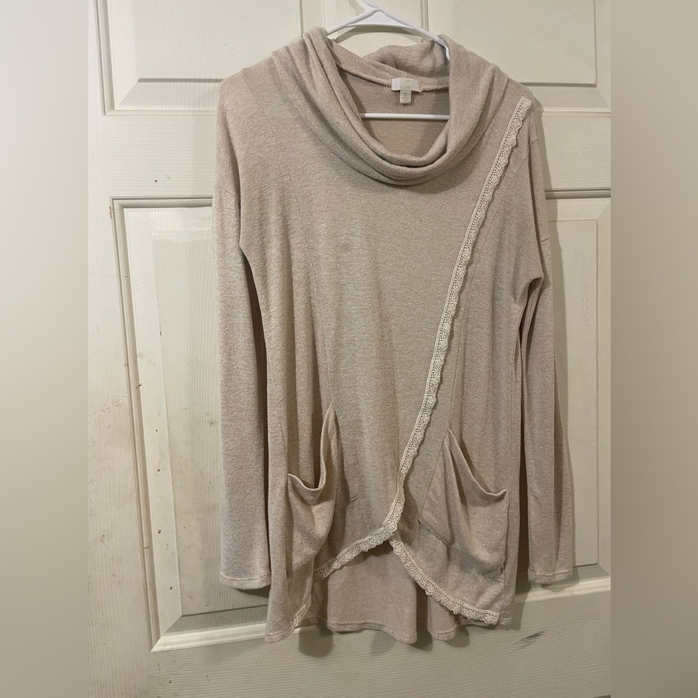 Nice Rayon Blend Cowl Neck Long Sleeve Front Pockets Pullover Small by C - Picture 1 of 4
